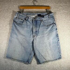 Vintage light wash baggy long essential denim jean shorts jorts